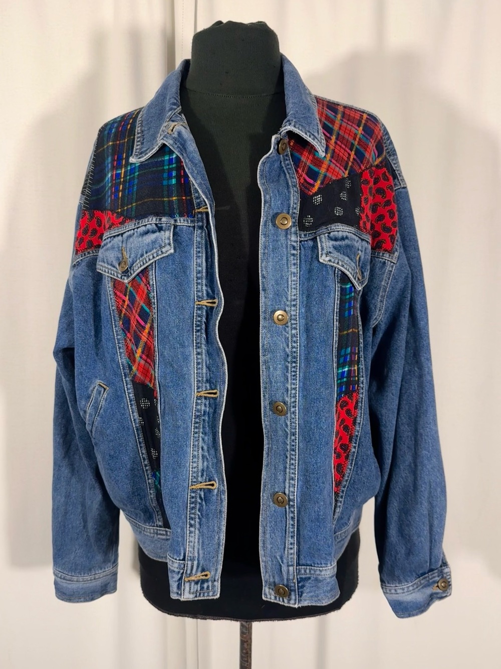 Vintage 90s Carole Little Patchwork Denim Jacket